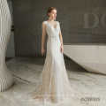 China Custom Made New Long Sleeve Applique beaded diamond wedding reception maxi dress